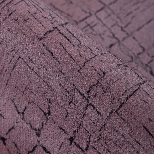 Earthy Mauve Colour Geometric Pattern Suede Sofa, Chair and Curtain Fabric