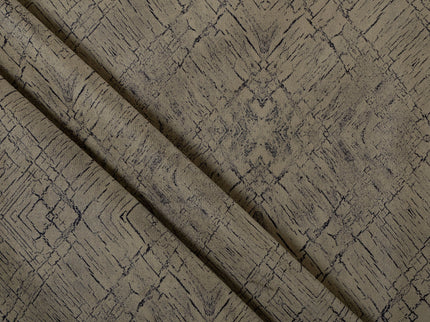 Brass Colour Geometric Pattern Suede Readymade Curtain