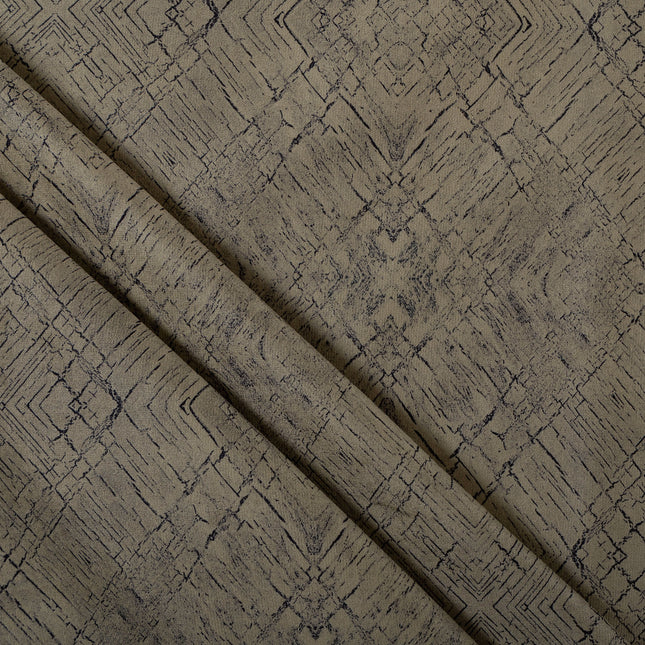 Brass Colour Geometric Pattern Suede Readymade Curtain