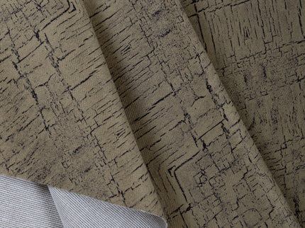 Brass Colour Geometric Pattern Suede Readymade Curtain