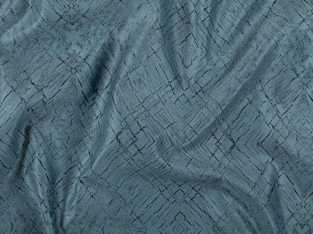 Aqua Green Colour Geometric Pattern Suede Sofa, Chair and Curtain Fabric