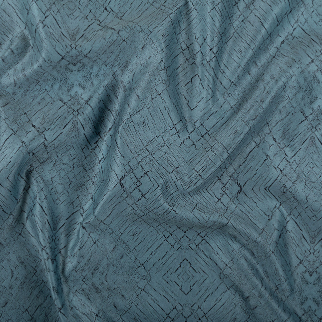 Aqua Green Colour Geometric Pattern Suede Sofa, Chair and Curtain Fabric