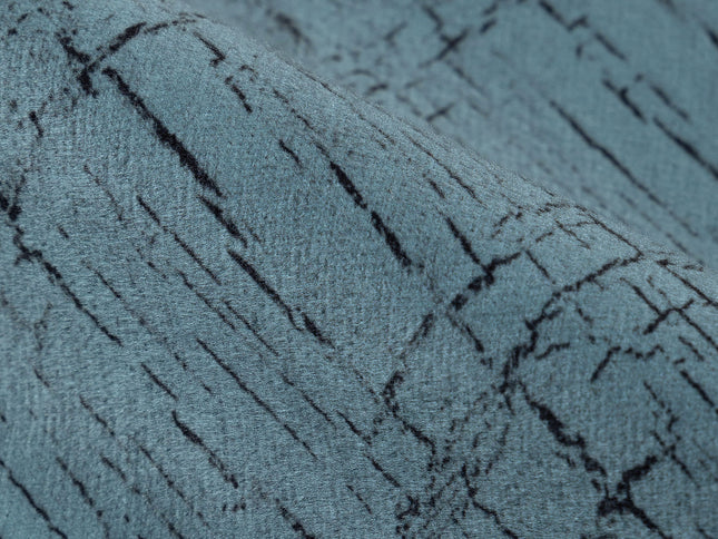 Aqua Green Colour Geometric Pattern Suede Sofa, Chair and Curtain Fabric