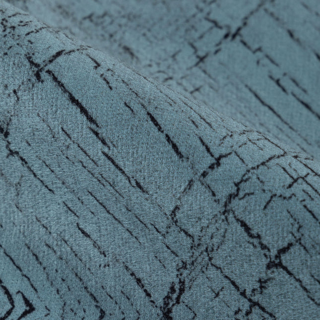 Aqua Green Colour Geometric Pattern Suede Sofa, Chair and Curtain Fabric