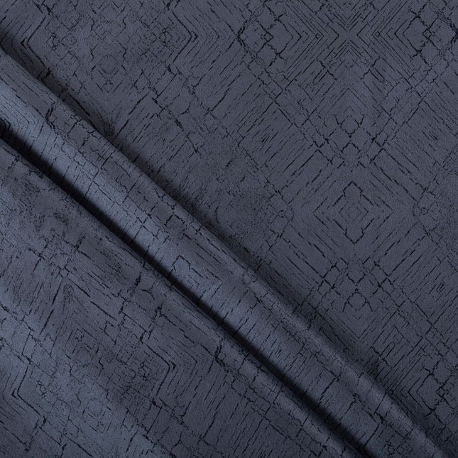 Dark Grey Colour Geometric Pattern Suede Sofa, Chair and Curtain Fabric