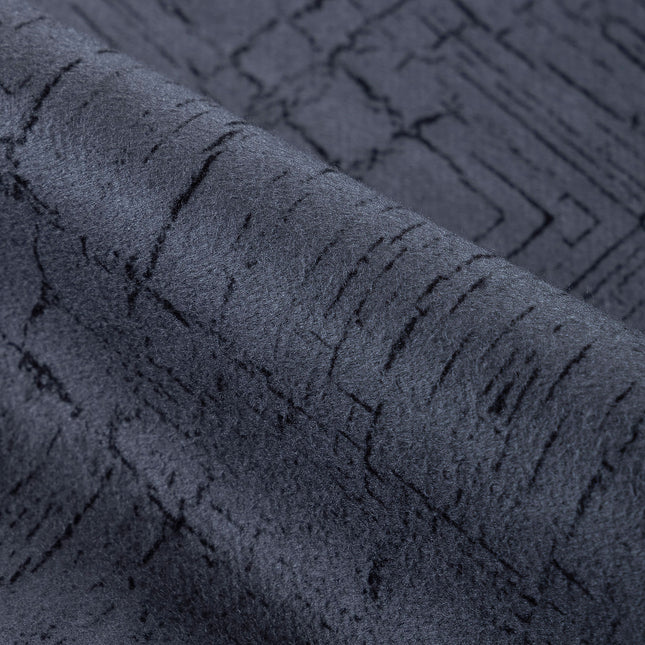 Dark Grey Colour Geometric Pattern Suede Sofa, Chair and Curtain Fabric