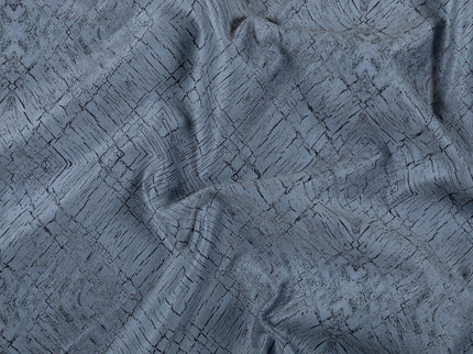 Blue Grey Colour Geometric Pattern Suede Sofa, Chair and Curtain Fabric
