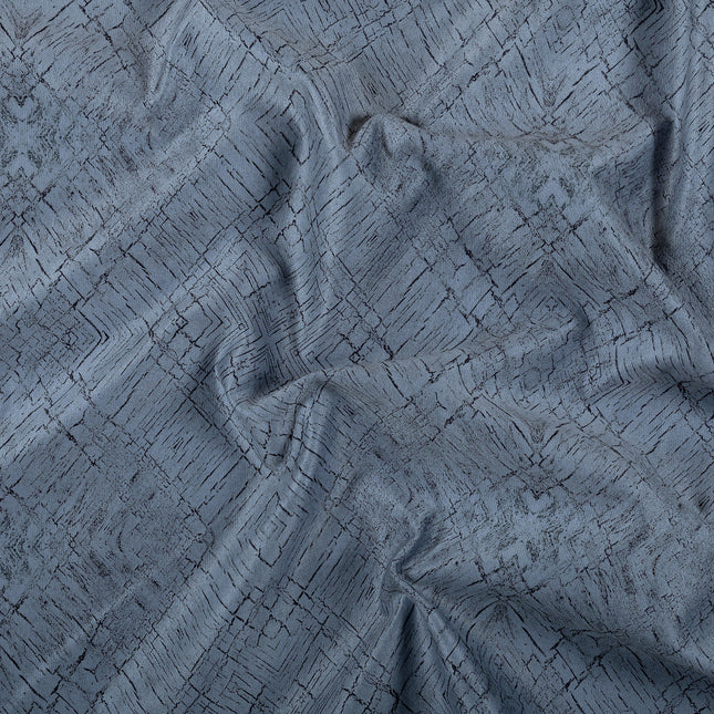 Blue Grey Colour Geometric Pattern Suede Sofa, Chair and Curtain Fabric