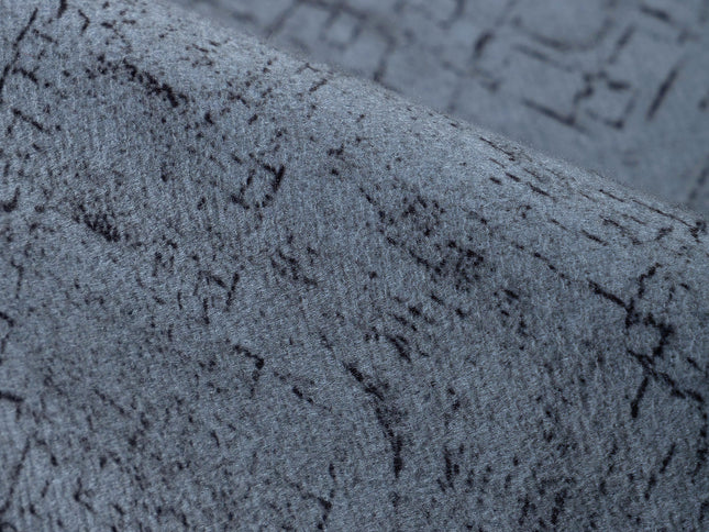 Blue Grey Colour Geometric Pattern Suede Sofa, Chair and Curtain Fabric