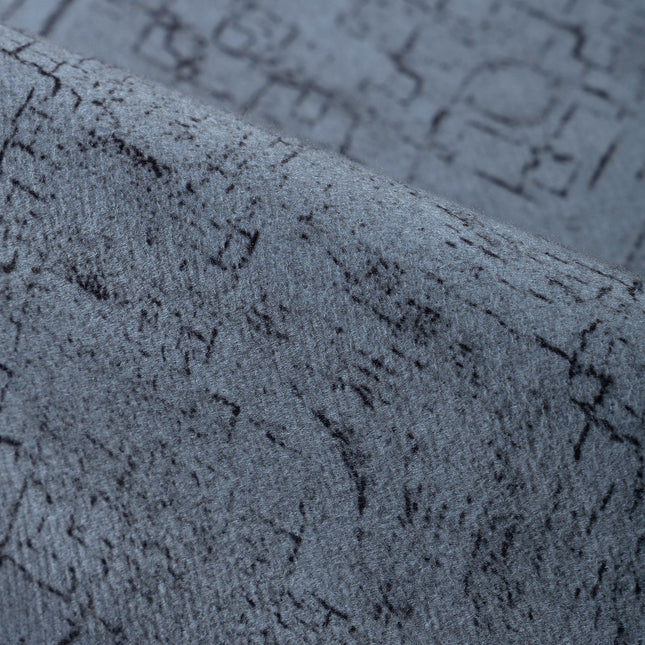 Blue Grey Colour Geometric Pattern Suede Sofa, Chair and Curtain Fabric
