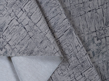 Beige Grey Colour Geometric Pattern Suede Readymade Curtain