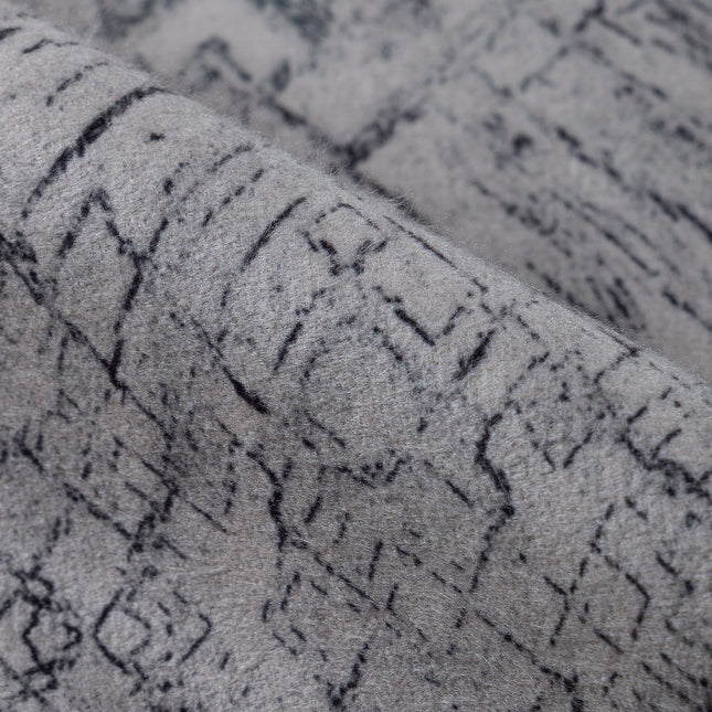Beige Grey Colour Geometric Pattern Suede Sofa, Chair and Curtain Fabric
