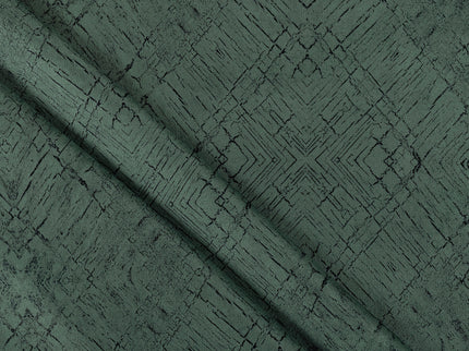 Olive Green Colour Geometric Pattern Suede Readymade Curtain