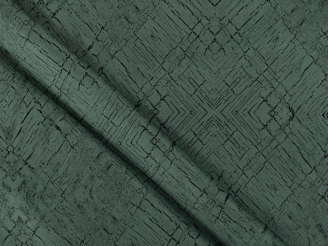 Olive Green Colour Geometric Pattern Suede Sofa, Chair and Curtain Fabric