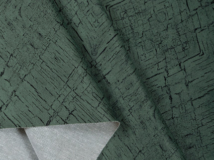 Olive Green Colour Geometric Pattern Suede Readymade Curtain