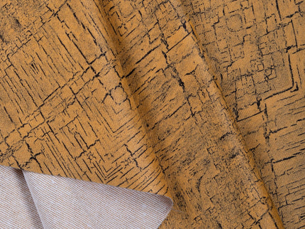 Orche Yellow Colour Geometric Pattern Suede Readymade Curtain