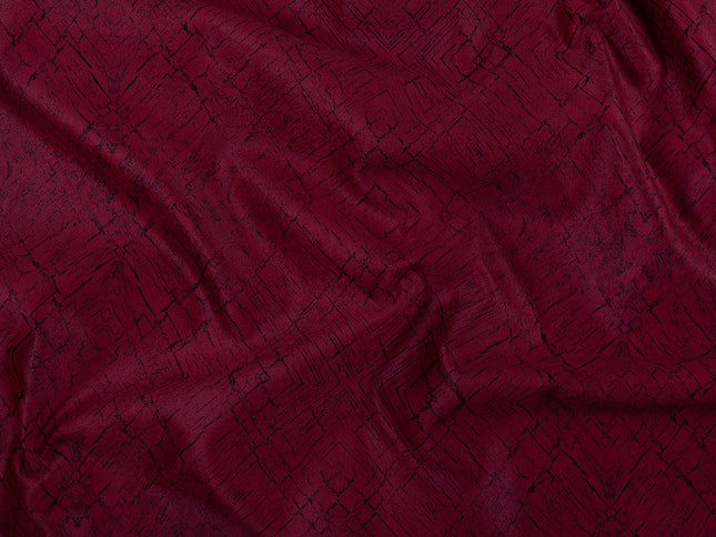 Wine Red Colour Geometric Pattern Suede Sofa, Chair and Curtain Fabric