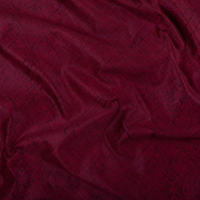 Wine Red Colour Geometric Pattern Suede Sofa, Chair and Curtain Fabric