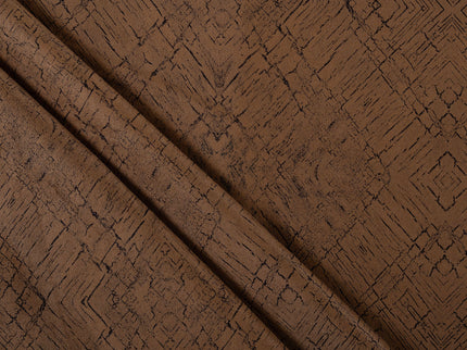 Brown Colour Geometric Pattern Suede Readymade Curtain