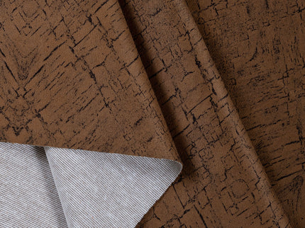 Brown Colour Geometric Pattern Suede Readymade Curtain