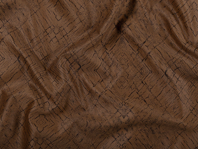 Brown Colour Geometric Pattern Suede Sofa, Chair and Curtain Fabric