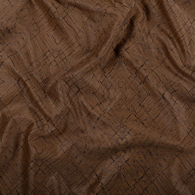Brown Colour Geometric Pattern Suede Sofa, Chair and Curtain Fabric