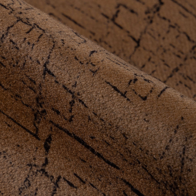 Brown Colour Geometric Pattern Suede Sofa, Chair and Curtain Fabric