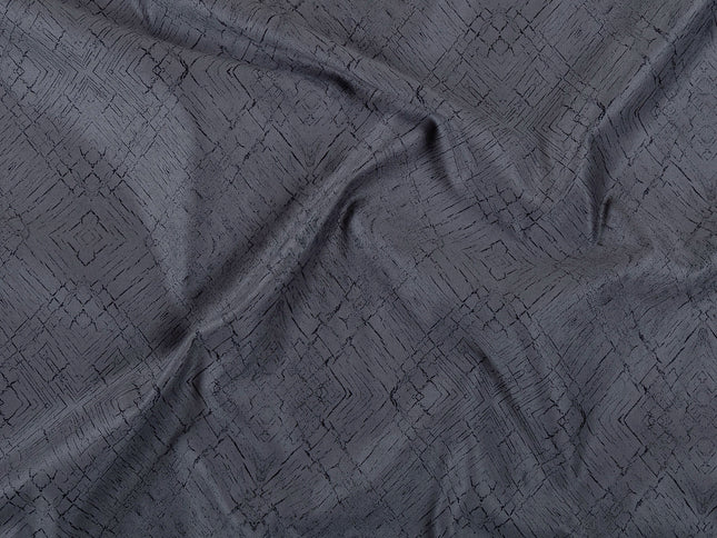 Medium Grey Colour Geometric Pattern Suede Sofa, Chair and Curtain Fabric