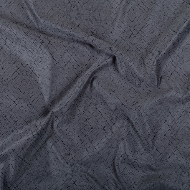 Medium Grey Colour Geometric Pattern Suede Sofa, Chair and Curtain Fabric