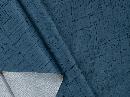 Teal Blue Colour Geometric Pattern Suede Readymade Curtain