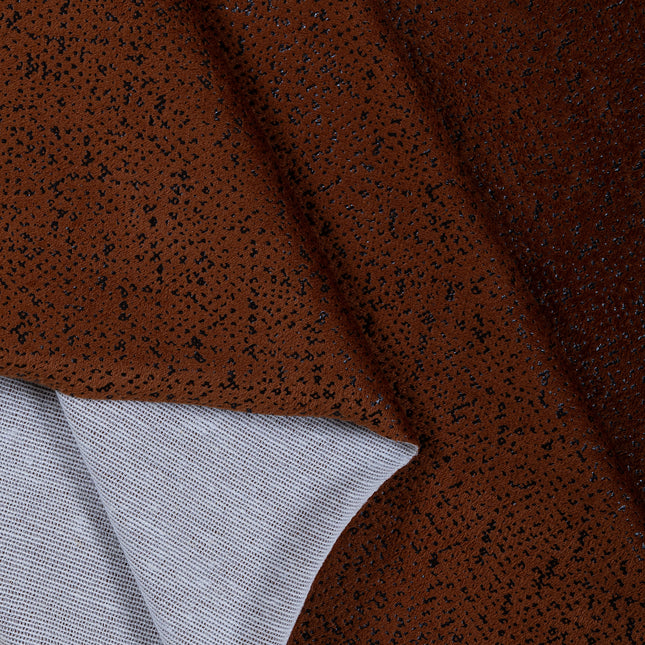 Rust Brown Colour Textured Suede Readymade Curtain