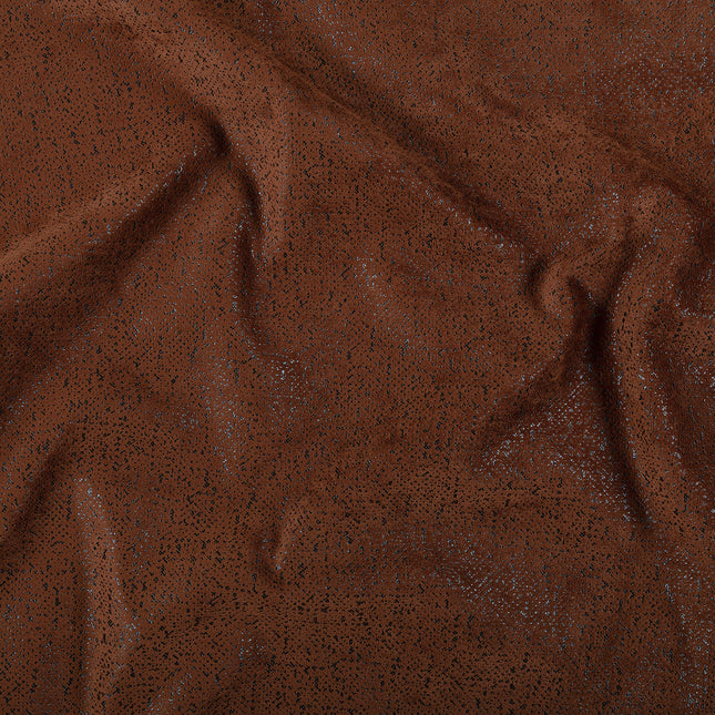 Rust Brown Colour Textured Suede Sofa, Chair and Curtain Fabric