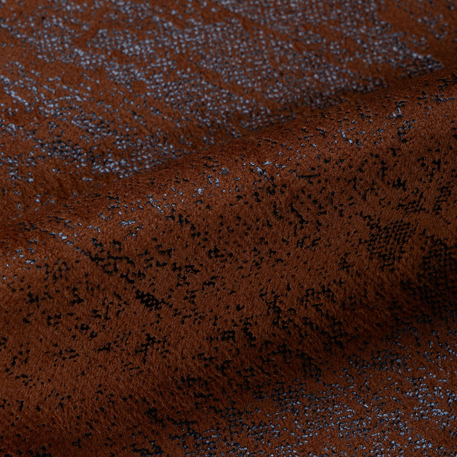 Rust Brown Colour Textured Suede Sofa, Chair and Curtain Fabric