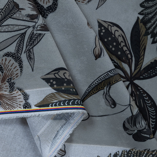 Olive Green and Mocha Brown Colour Floral and Leaves Pattern readymade cushion cover