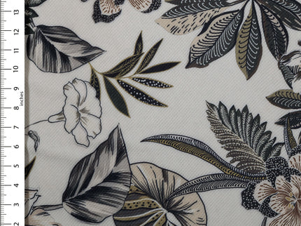 Olive Green and Warm Beige Colour Floral and Leaves Pattern Velvet Curtain Fabric printed