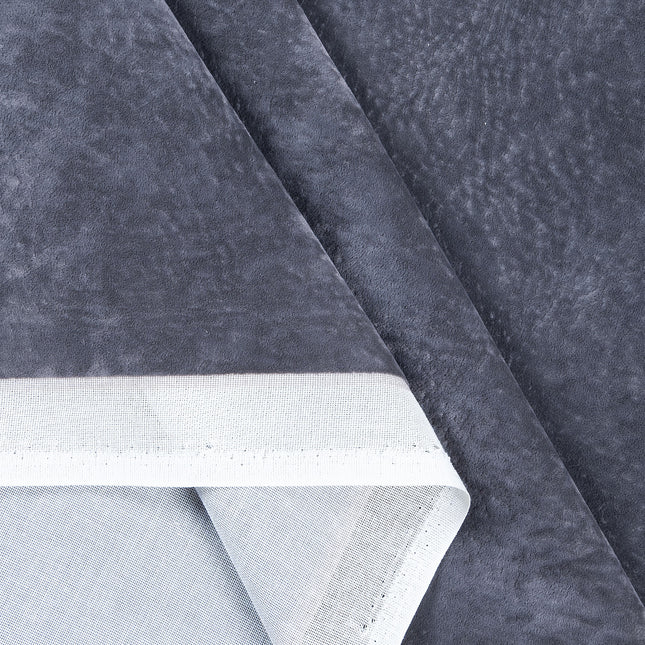 Charcoal Black Colour Textured Velvet Flock Readymade Curtain