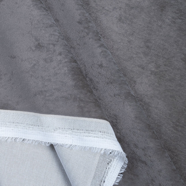 Dark Grey Colour Plain Velvet Flock Easy Clean Sofa, Chair and Curtain Fabric
