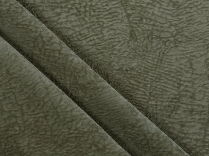 Olive Green Colour Textured Velvet Flock Easy Clean Sofa, Chair and Curtain Fabric