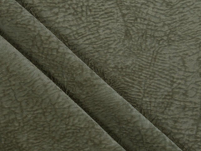 Olive Green Colour Textured Velvet Flock Easy Clean Sofa, Chair and Curtain Fabric
