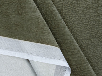 Olive Green Colour Textured Velvet Flock Easy Clean Sofa, Chair and Curtain Fabric