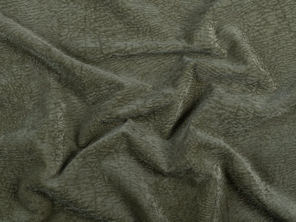 Olive Green Colour Textured Velvet Flock Easy Clean Sofa, Chair and Curtain Fabric