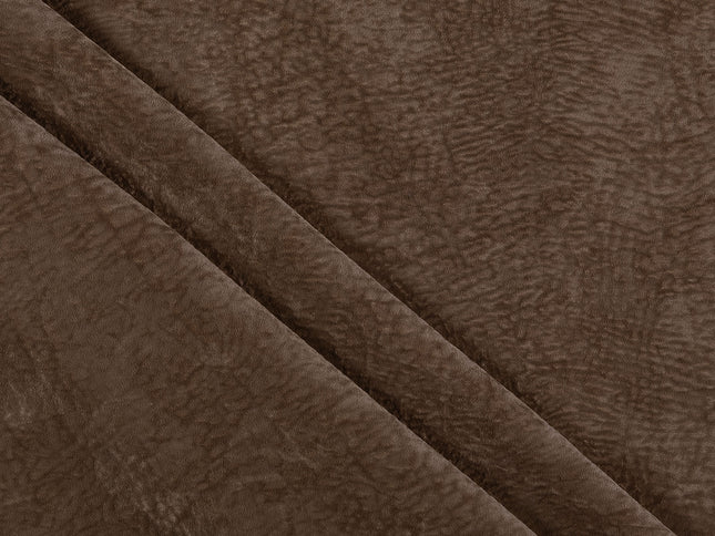 Medium Brown Colour Textured Velvet Flock Easy Clean Sofa, Chair and Curtain Fabric