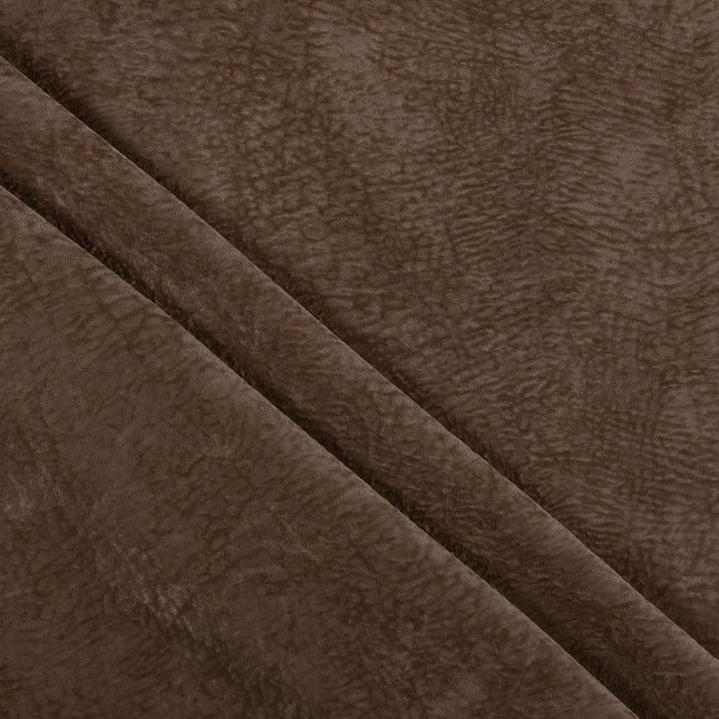 Medium Brown Colour Textured Velvet Flock Readymade Curtain