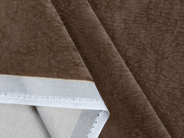 Medium Brown Colour Textured Velvet Flock Easy Clean Sofa, Chair and Curtain Fabric