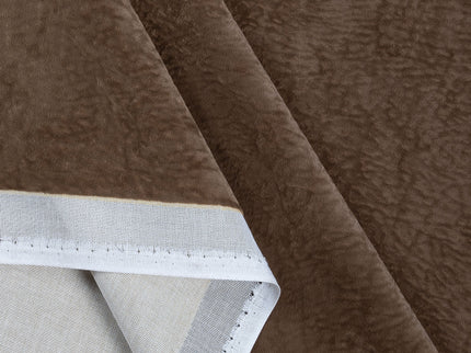 Medium Brown Colour Textured Velvet Flock Readymade Curtain