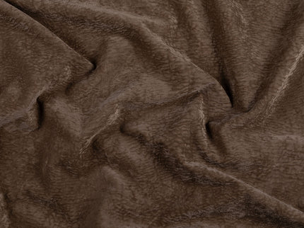 Medium Brown Colour Textured Velvet Flock Easy Clean Sofa, Chair and Curtain Fabric