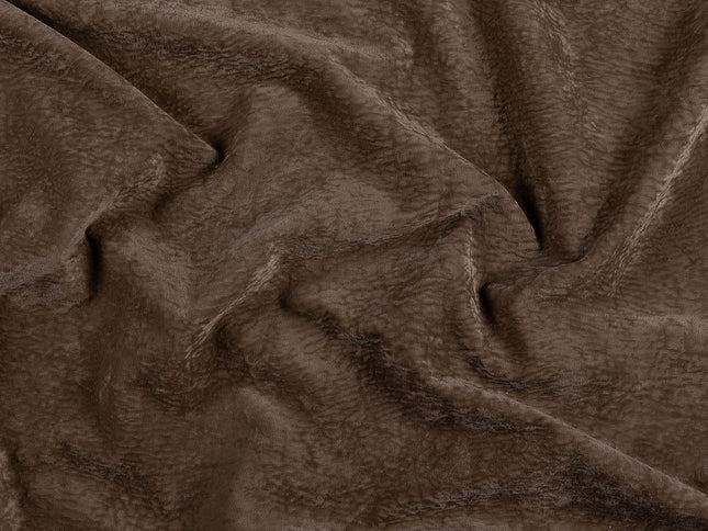 Medium Brown Colour Textured Velvet Flock Easy Clean Sofa, Chair and Curtain Fabric