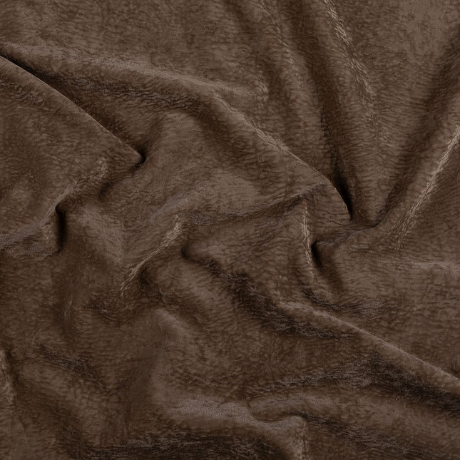 Medium Brown Colour Textured Velvet Flock Easy Clean Sofa, Chair and Curtain Fabric