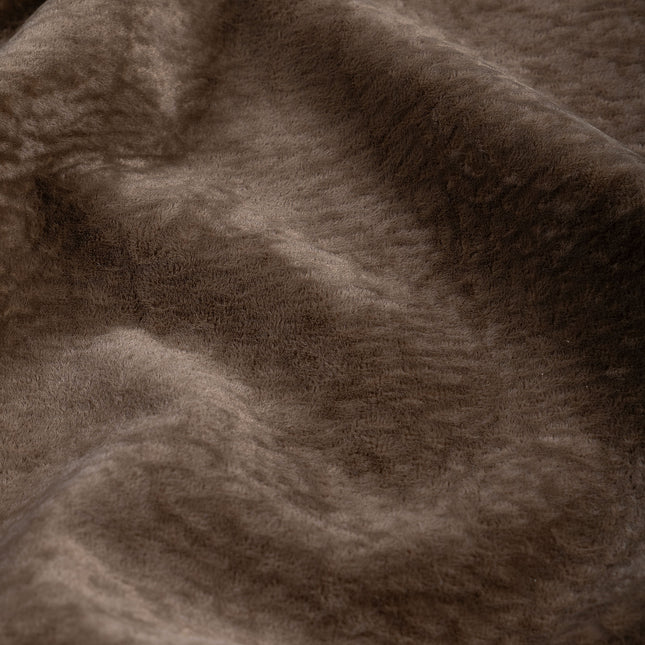 Medium Brown Colour Textured Velvet Flock Easy Clean Sofa, Chair and Curtain Fabric
