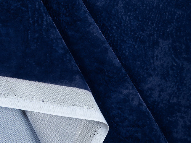 Royal Navy Blue Colour Textued Velvet Flock Easy Clean Sofa, Chair and Curtain Fabric